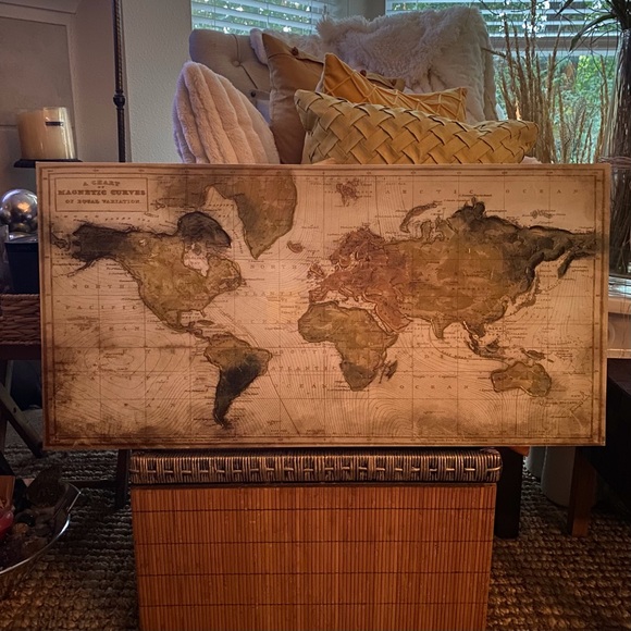 Beautiful Art On Canvas 15X30 Hand Embellished Canvas World Maps NWT - Picture 5 of 15